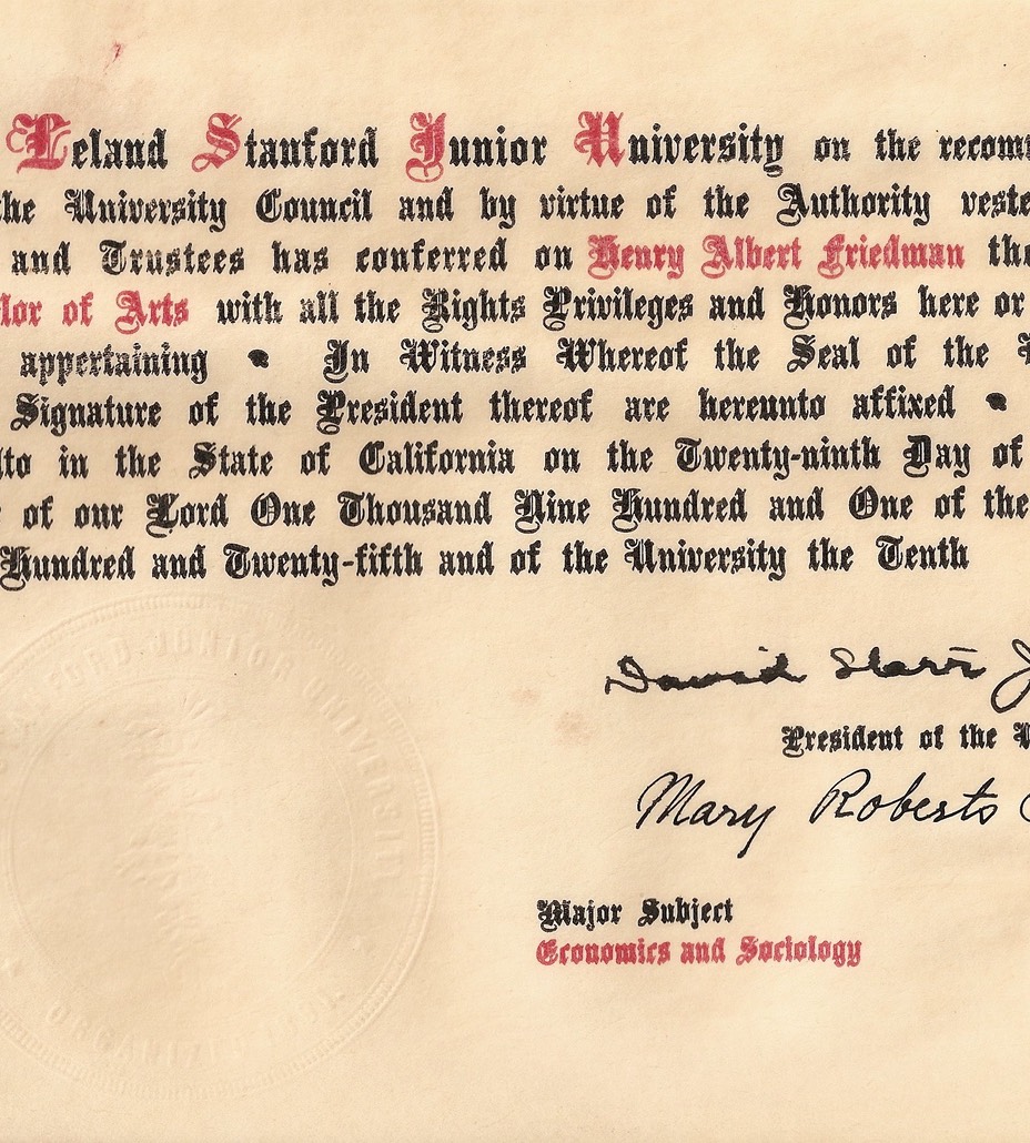 HenryFriedmanStanfordDiploma.jpg